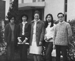 Taipei Lutheran Student Centre, 1972. From the right: Peter Hwang, Birgit .N.'s Secretary Wei M