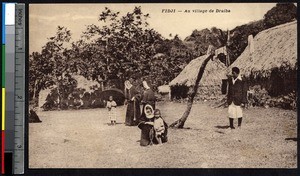 Missionary sisters with children in the village of Draiba, Fiji, ca.1900-1930