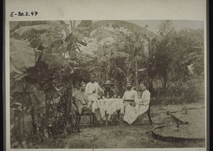 Government schoolmasters in Cameroon. Walter. Houseboy. Bez. Christaller with wife and child