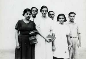 Female missionary and Christian converts, Peru. ca. 1947