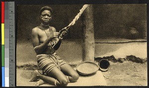 African woman spinning, Congo, ca.1920-1940