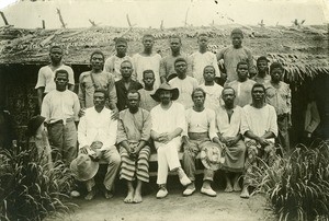 Charles Cadier and Fang men, in Gabon