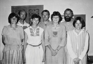 Missionary Conference at Rajshahi, 31th March-5th April 1986. Front row from left to right: Ing