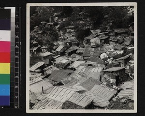 Squatters' huts, Hong Kong, China, ca. 1955