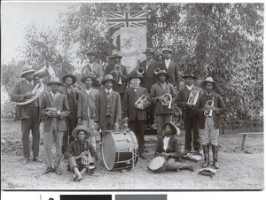 Missionary Hacke and his brass band, South Africa