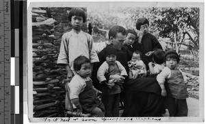 Fr. O'Neil with Yeung Kong orphans, Yeung Kong, China, ca. 1930