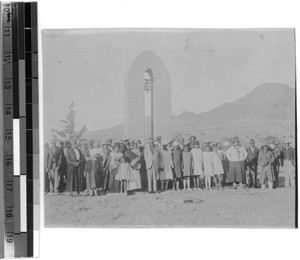 The bell and a group of Christians in front of it, Silo, South Africa East