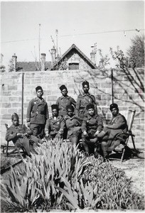 Malagasy soldiers on furlough in a garden in Bourg-la-Reine, France