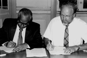 Council of Partners, Haslev 1999 left: Bishop John Franklin, Arcot, India and to the right DMS