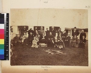 Group of missionaries, their wives and children, Waltair, Vishakhatapnam, India, 1877