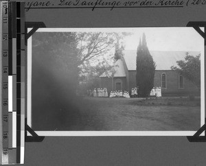 The baptizands in front of the church, Mvenyane, South Africa East, 1933