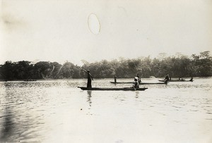 Fishermen on the lake Ngene, in Gabon