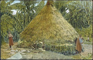 A round hut covered with palm leaves, Moshi, Tanzania, ca. 1900-1914