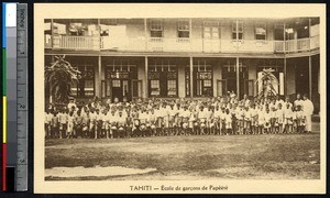 Students and teachers of the Boys School, Papeete, French Polynesia, ca.1900-1930