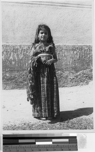 Portrait of a girl wearing fiesta costume, Guatemala City, Guatemala, ca. 1946