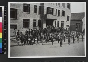 Staff and students of Middle School, Shihhuiyao, China, ca. 1937