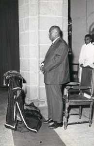 President Tsiranana attending at a service in a Church, in Madagascar