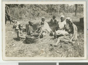 Fruit sellers at the hospital, Chogoria, Kenya, ca.1940