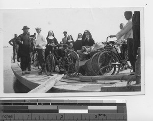 Precious Blood Sisters on at boat crossing the Yellow River in China, 1937