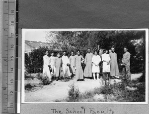 Faculty of Harwood bible Training School, Fenyang, Shanxi, China, ca.1936-37
