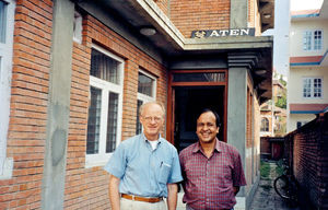 Dr. Ramesh Khatry (right) with Jørgen Nørgaard Pedersen outside ATEN/Association of Theological