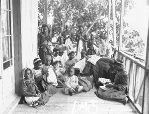 Sewing lesson, Catembe, Mozambique, 1910