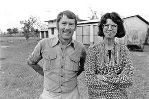 DBLM, Bangladesh. Ruth & Jens Kristian Egedal in front of their home at Nilphamari. They were s