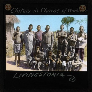 "Chitezi in charge of workmen, Livingstonia" Malawi, ca.1895