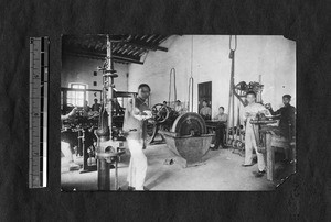 Working with mechanical equipment, Fujian Technical School, Fuzhou, Fujian, China, ca.1911-1915