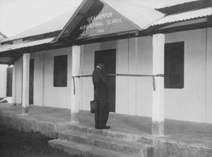 Grahampur Agricultural School, Assam, North India. Bishop of NELC, Munshi M. Tudu, opening the