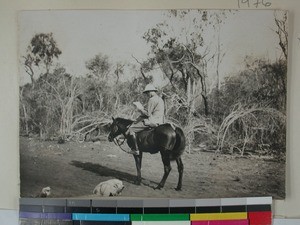 Edvin Fagereng on horseback, Morombe, Madagascar, 1927(?)