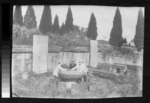 Prominent headstones in cemetery, Sichuan, China, ca.1900-1920