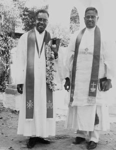 East Jeypore, Orissa, India, 1966. Left: Rev. Jacob Nag, president of JELC. Right: Rev. K. Deva