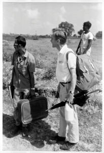 East Pakistan (from 1971 Bangladesh). The American Santal Missionary, Rev. John Ottesen, on a t