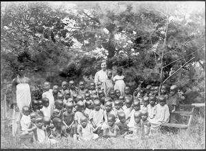 Children and Miss Seesemann, Mamba, Tanzania, ca. 1905-1910