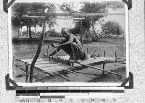 A weaver at work, Utengule, Tanzania, 1913