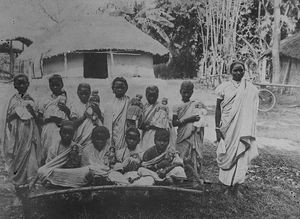 School girls in Maharo with dolls