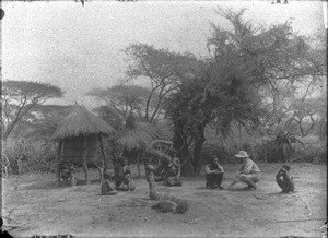 Mr Lenoir announcing Sunday worship service, Makulane, Mozambique, October 1901