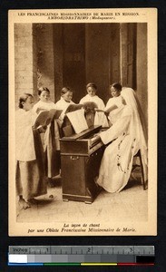 Voice lesson for children, Ambohidratrimo, Madagascar, ca.1900-1930