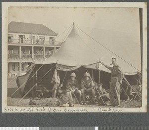 Officers outside tent, Durban, South Africa, July 1917