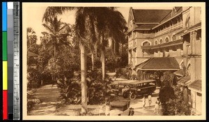 Provincial home and school with cars, Bandra, India, ca.1920-1940