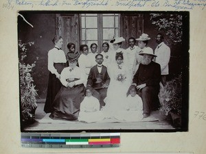 Pastor Abela and Razafindrainibe's wedding, Antananarivo, Madagascar, ca.1904