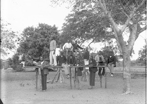 Group of African men, Ricatla, Mozambique, ca. 1896-1911