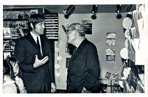 Tower Bookshop, Beirut. New opening 1971. To the left, it is manager and litterature coordinato