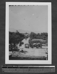 Tributary and boats, Jinan, Shandong, China, ca.1940