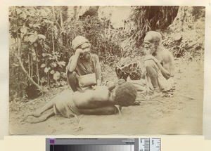 Three men, Vanuatu, ca.1890