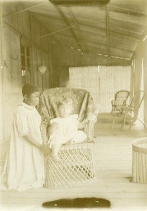 André Allégret and his nanny, in Gabon