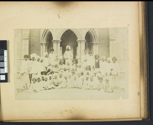 Group portrait at Hunter Memorial Church, Sialkot, Pakistan, ca.1890