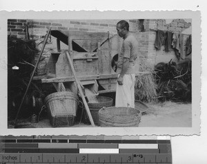 A rice winnowing machine at Luoding, China, 1935