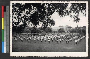 Students exercising, Bondo, Congo, ca.1920-1940